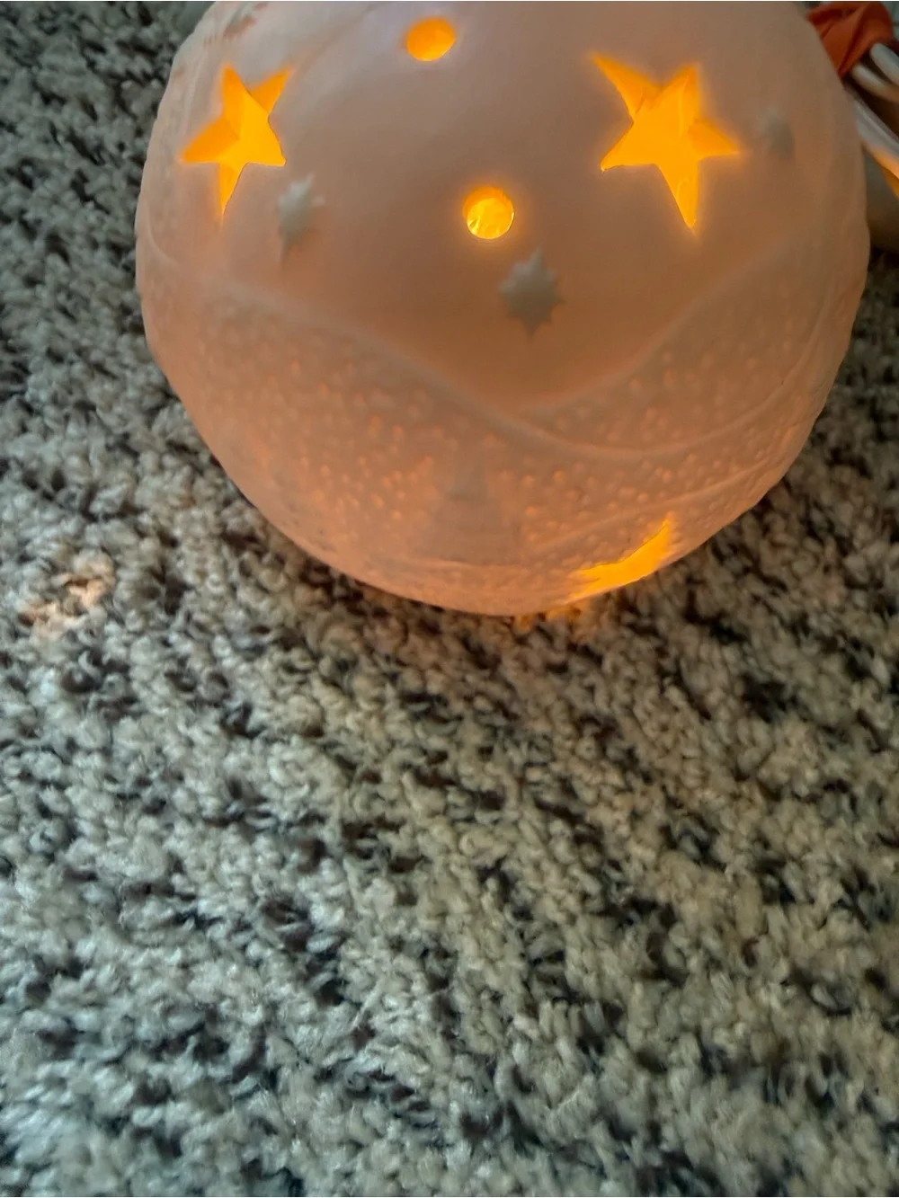 Light Up Nativity Scene with Stars Tan Round Christmas Ornament
